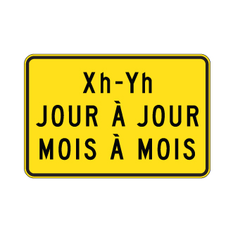 Panonceau Durée de la période de limite de vitesse - Heures, jours, mois