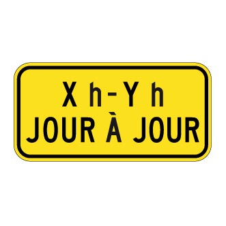 Panonceau Durée de la période de limite de vitesse - Heures et jours