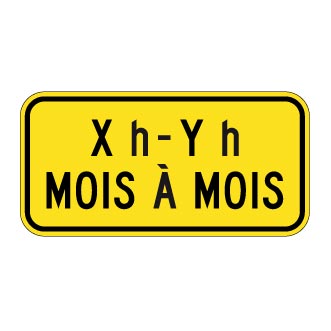 Panonceau Durée de la période de limite de vitesse - Heures et mois