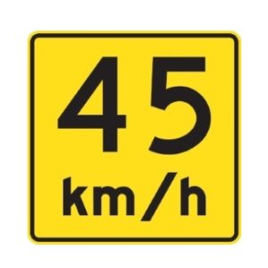 Panonceau vitesse recommandée  45 km/h