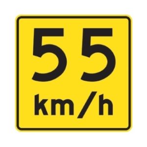 Panonceau vitesse recommandée  55 km/h