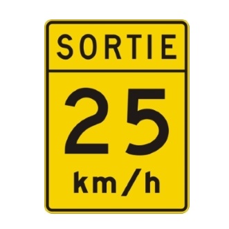 Vitesse recommandée sortie 25 km/h
