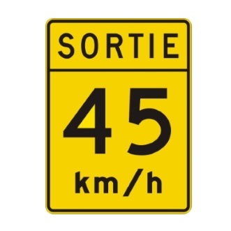 Vitesse recommandée sortie 45 km/h