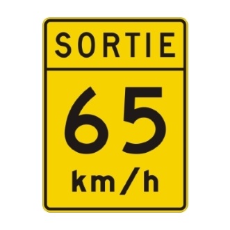 Vitesse recommandée sortie 65 km/h