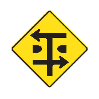 Intersection en T, chaussées séparées