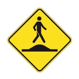 Signal avancé de passage pour piétons sur dos d'âne