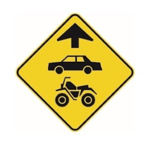 Signal avancé de chaussée désignée pour automobiles et VTT