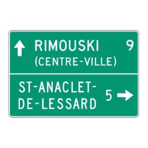 Direction de municipalité 2 destinations (deux lignes)et distance avec centre-vi