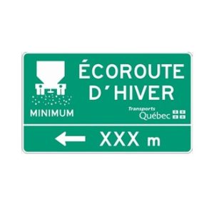 Écoroute d'hiver, flèche à gauche et distance