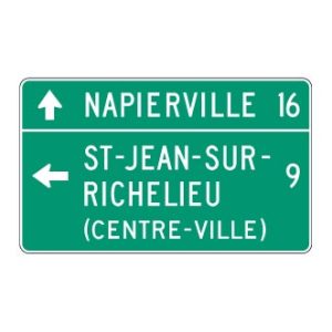Direction de municipalités 2 destinations et distances avec centre-ville (mun. E