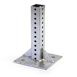 Pied de balise de 12" ( pour poteau carré 2"), 4 trous Galvanisé