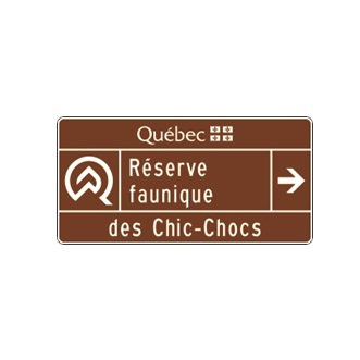 Entrée d'une réserve faunique (avec direction)