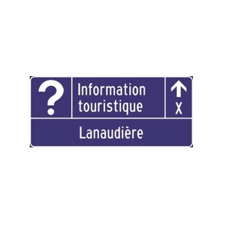 Poste d'information touristique régional avec flèche et distance