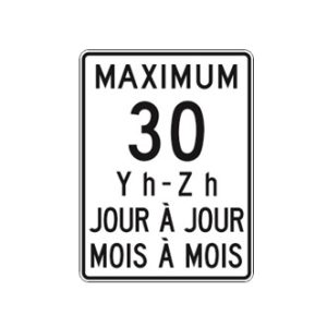 Limite de vitesse: maximum 30 km/h et période