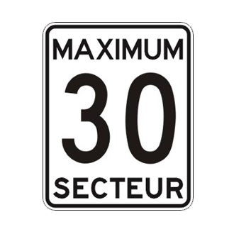 Limite de vitesse: maximum 30 dans un secteur