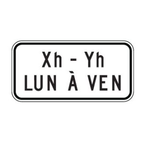 Panonceau heures et jours