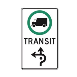 Trajet obligatoire pour les camions (Tout droit ou à gauche)