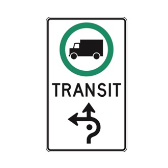 Trajet obligatoire pour les camions (Tout droit ou à gauche)