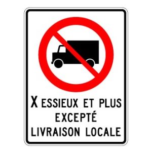 Accès interdit aux camions dépassant X essieux