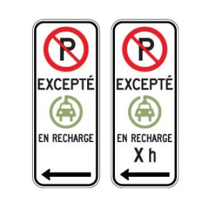 Espace de stationnement réservé aux véhicules électriques en recharge