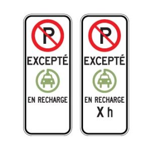 Espace de stationnement réservé aux véhicules électriques en recharge