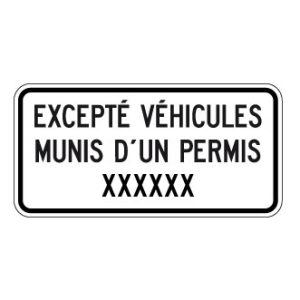 Panonceau de stationnement réglementé avec permis