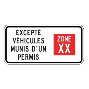 Panonceau de stationnement réglementé avec permis