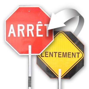 Panneau du signaleur 450 x 450 x 2.1 mm R-V avec bâton alumunium 60"