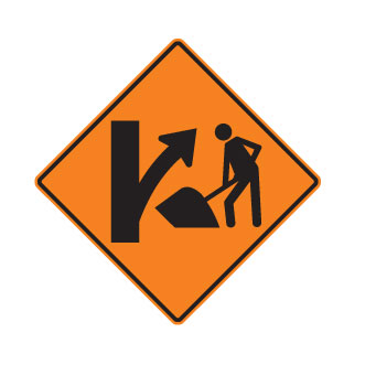 Présence de travailleurs dans une bretelle de sortie à droite