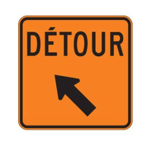 Détour : flèche oblique à gauche