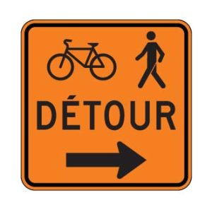 Détour pour piétons et cyclistes vers la droite