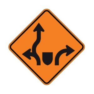 Déviation de voie dans un carrefour giratoire