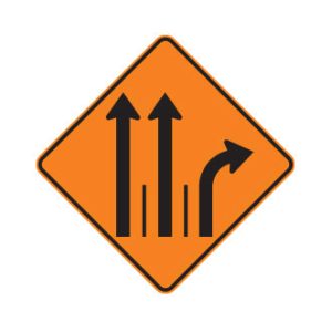 Signal avancé de direction des voies, 2 tout droit et à droite